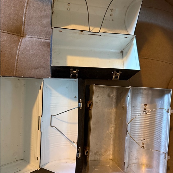 Vintage Metal Lunch Boxes - Black and Silver - Picture 2 of 2